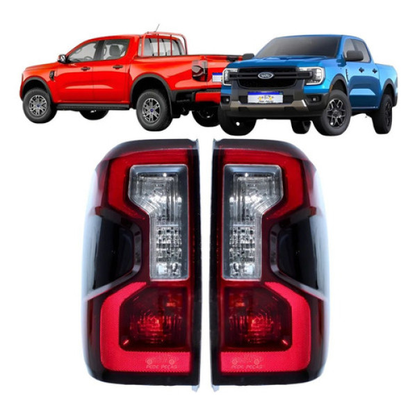 Par Lanterna Tras Ford Ranger 2024 2025 2026 Led 8p Importad Ambos Lados Vermelho