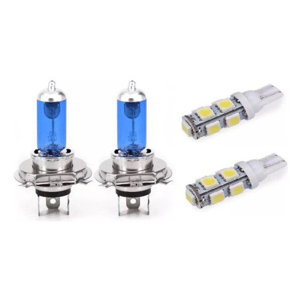 Kit Lampada Super Branca H4 Efeito Xenon 4300k E T10 Pingão 