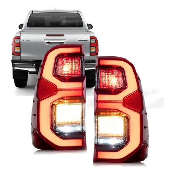 Par Lanterna Hilux Srx 2019 2020 2021 2022 2023 2024 Led Imp Ambos Lados Vermelho