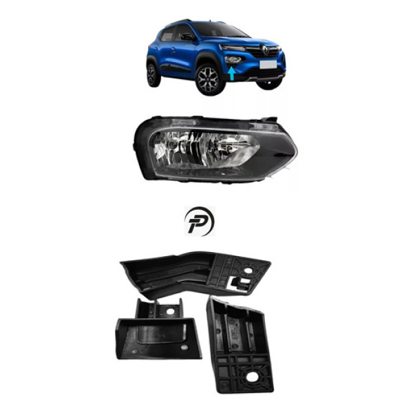 Kit Garra Recuperação Farol Inferior Kwid 2023 2024 2025