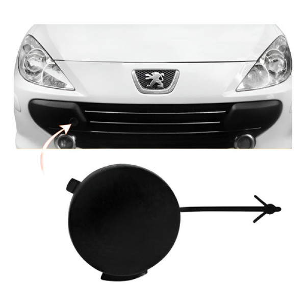 Tampa Reboque Parachoque Dianteiro Peugeot 307 2007 10 2012 Preto