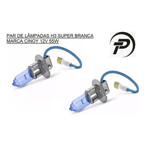 Par Lampadas Farol Automotivo H3 Super Branca 12v 55w