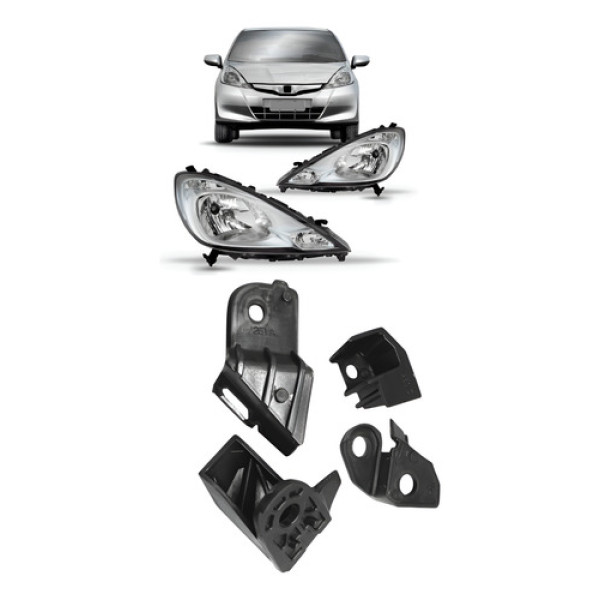 Kit Garra Recuperação Orelha Farol Fit 2012 2013 2014 Esquerdo/motorista
